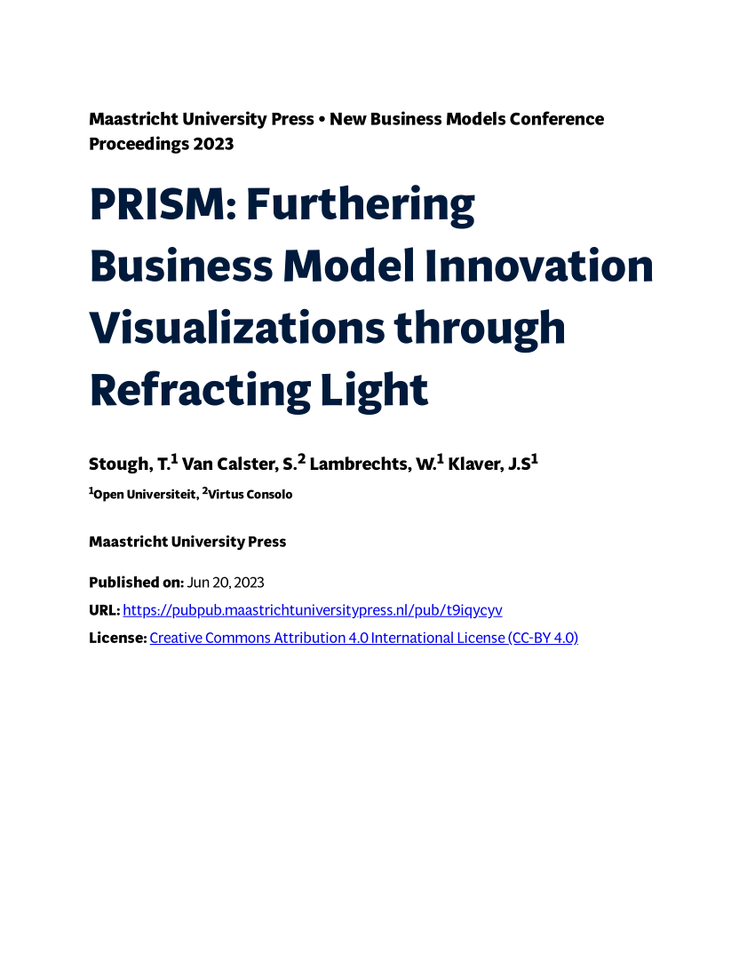 PDF) PRISM: Furthering Business Model Innovation Visualizations through  Refracting Light