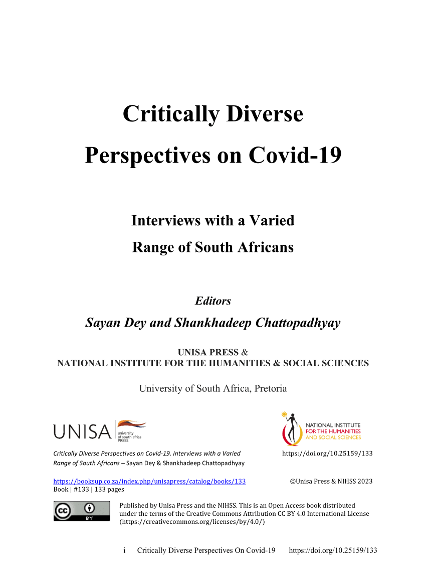 PDF) Critically diverse perspectives on Covid-19: Interviews with a varied  range of South Africans