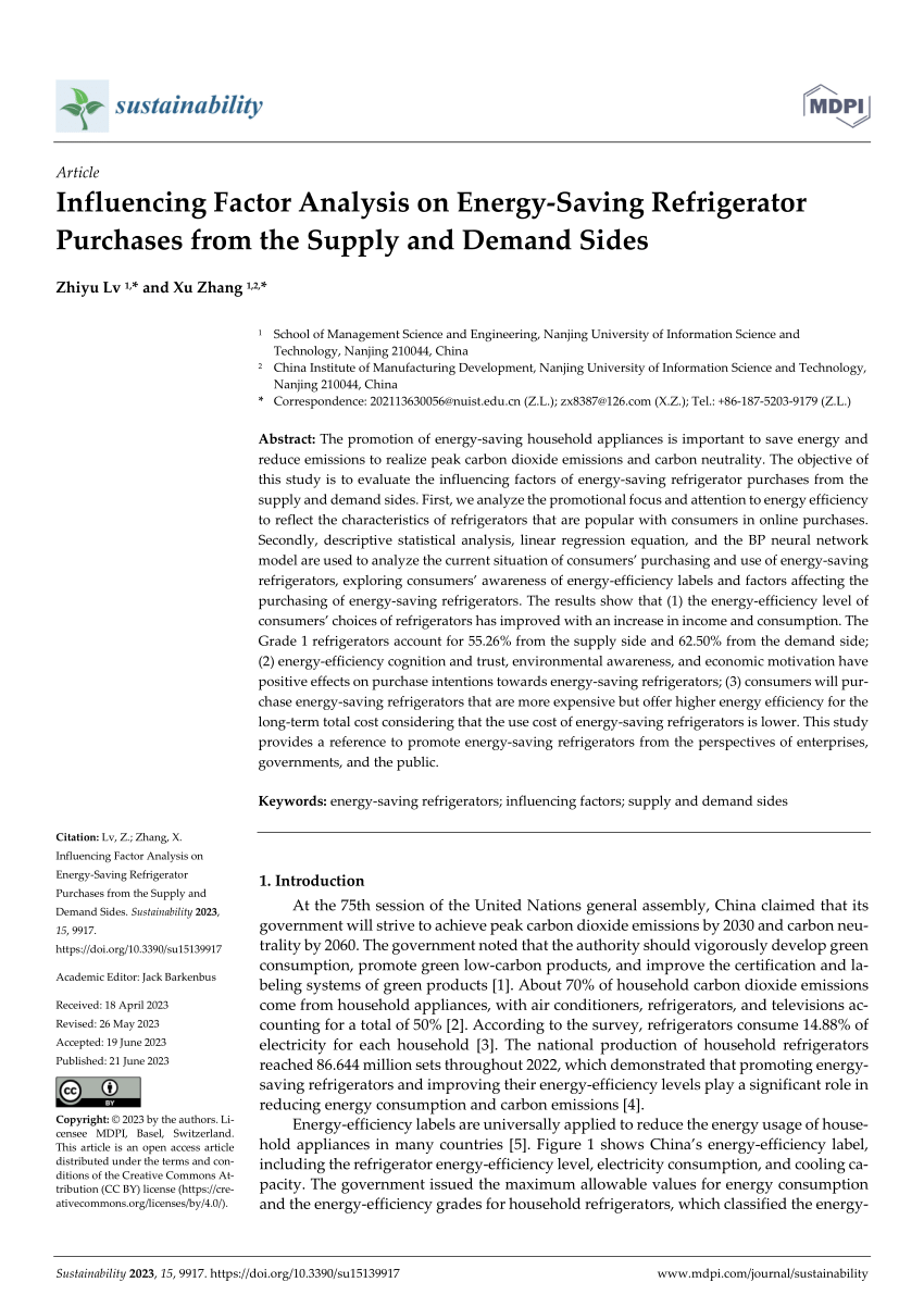 energy efficiency factor refrigerator