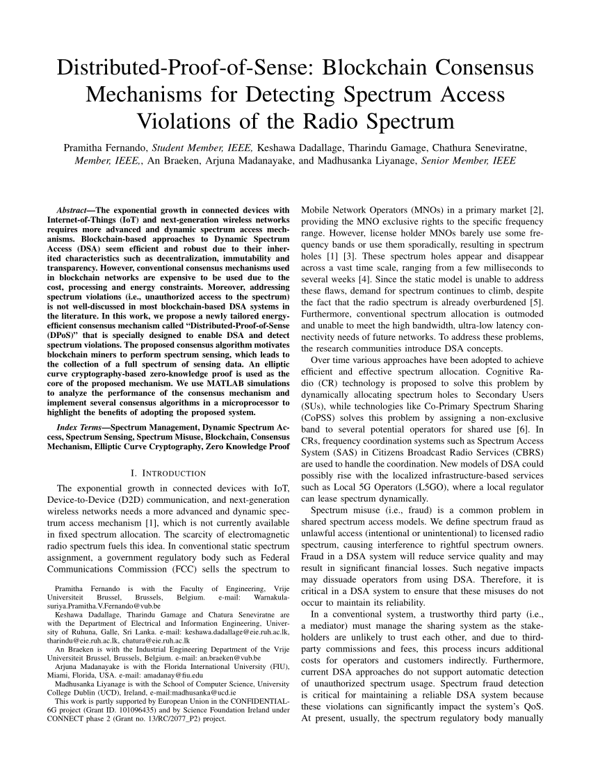 (PDF) DistributedProofofSense Blockchain Consensus Mechanisms for