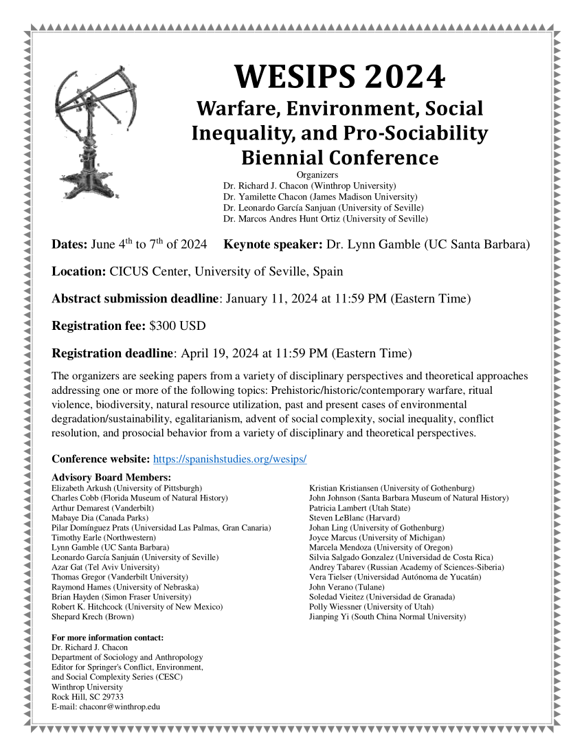 (PDF) WESIPS 2024 Warfare, Environment, Social Inequality, and Pro