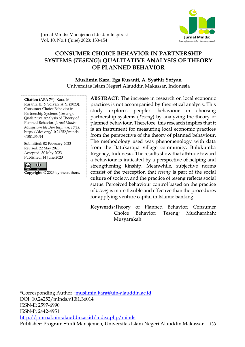 PDF Consumer Choice Behavior in Partnership Systems Teseng  