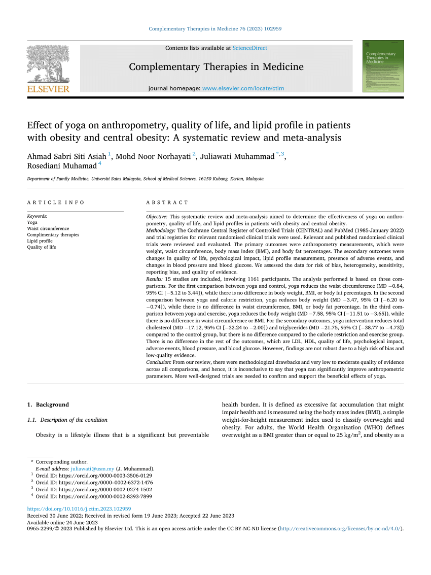 effect of yoga on obesity research paper