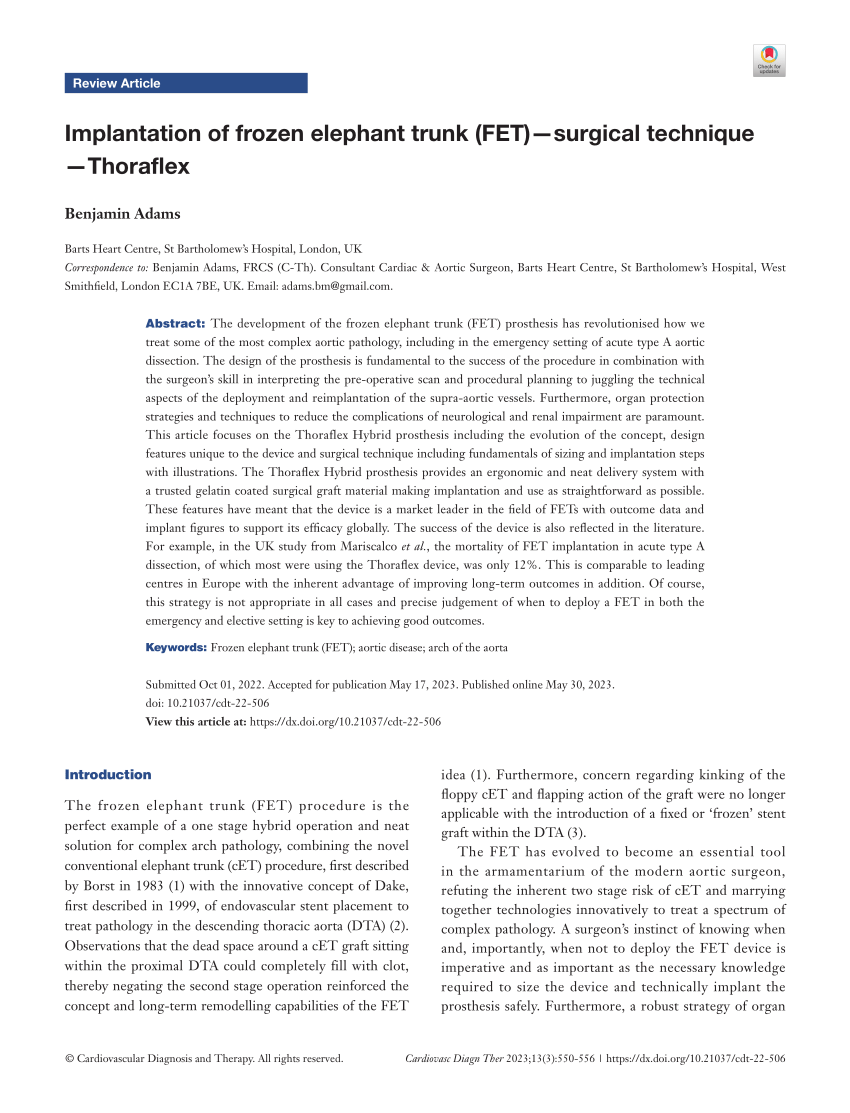 (PDF) Implantation of frozen elephant trunk (FET)—surgical technique