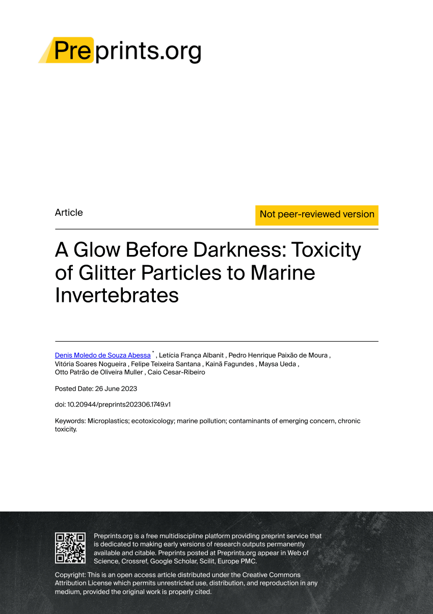 A to of Glow Particles Marine Invertebrates Glitter Toxicity Before Darkness: PDF)