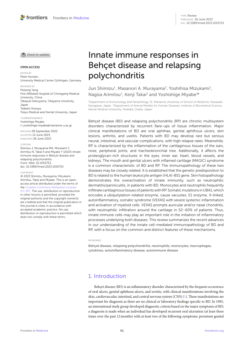 (PDF) Innate immune responses in Behçet disease and relapsing ...