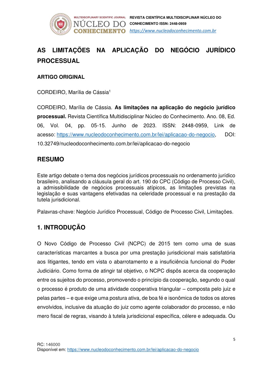 A teoria dos negócios jurídicos processuais e sua aplicabilidade