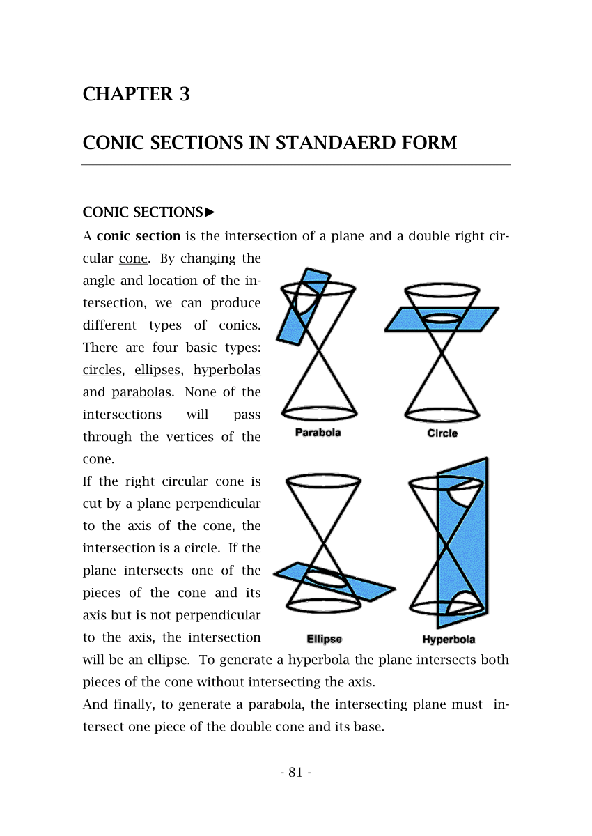 (PDF) CHAPTER 3 CONIC SECTIONS IN STANDAERD FORM CONIC SECTIONS