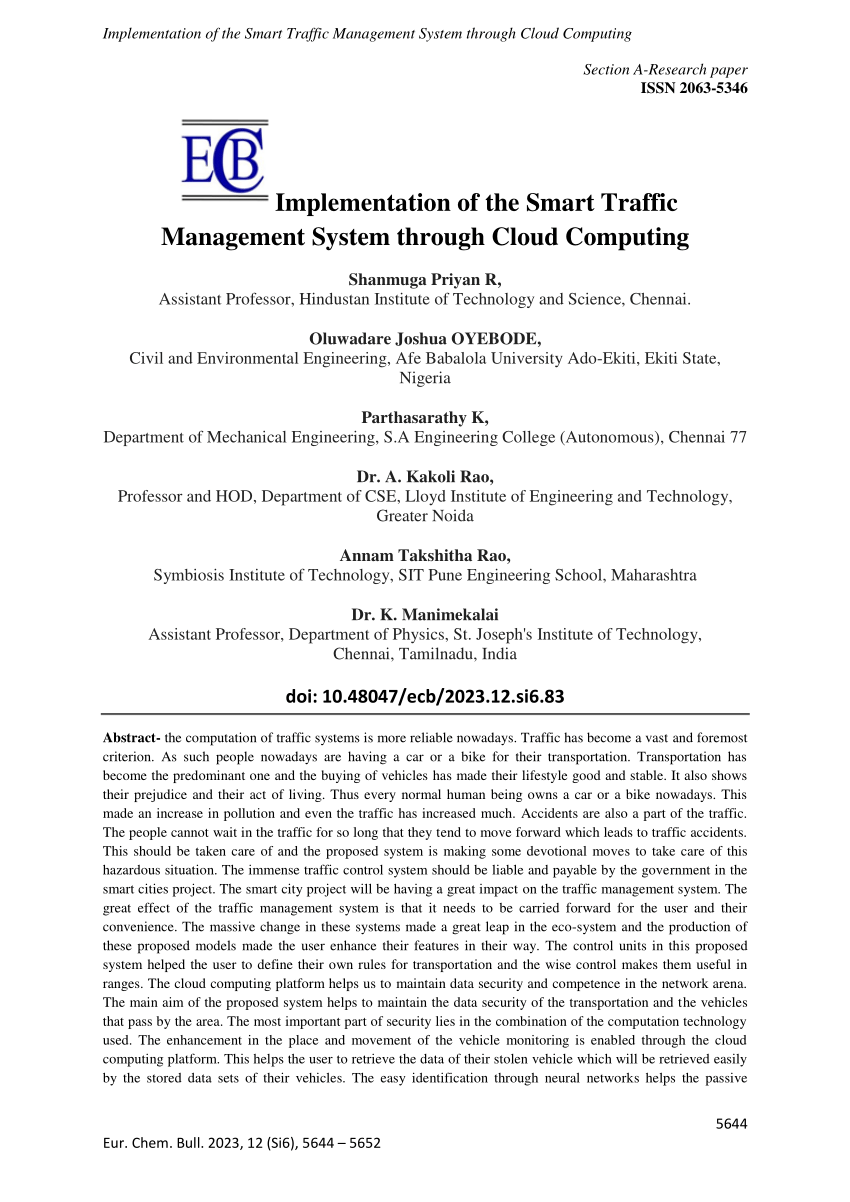 smart traffic management system research paper