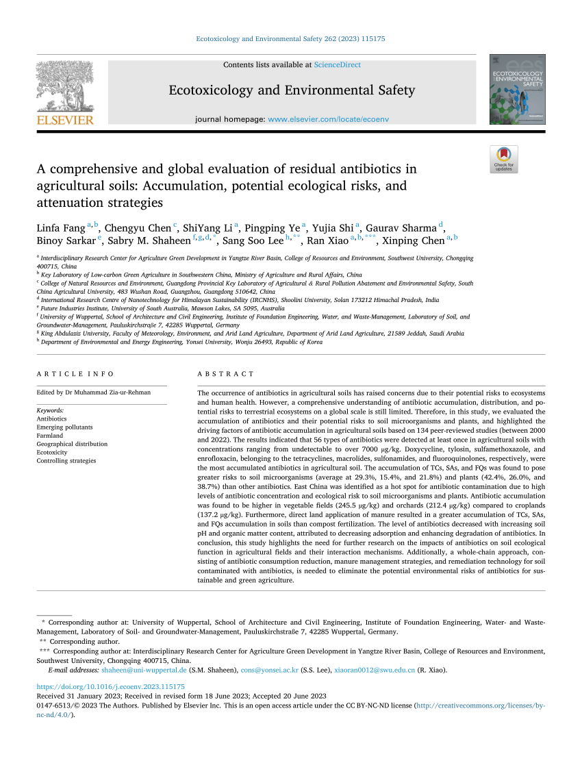 PDF) A comprehensive and global evaluation of residual antibiotics 