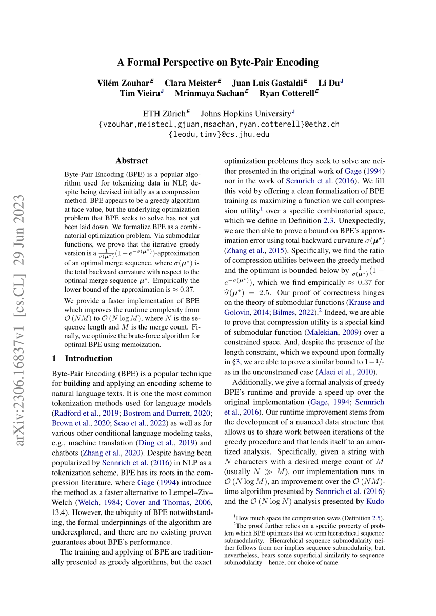 PDF) A Formal Perspective on Byte-Pair Encoding