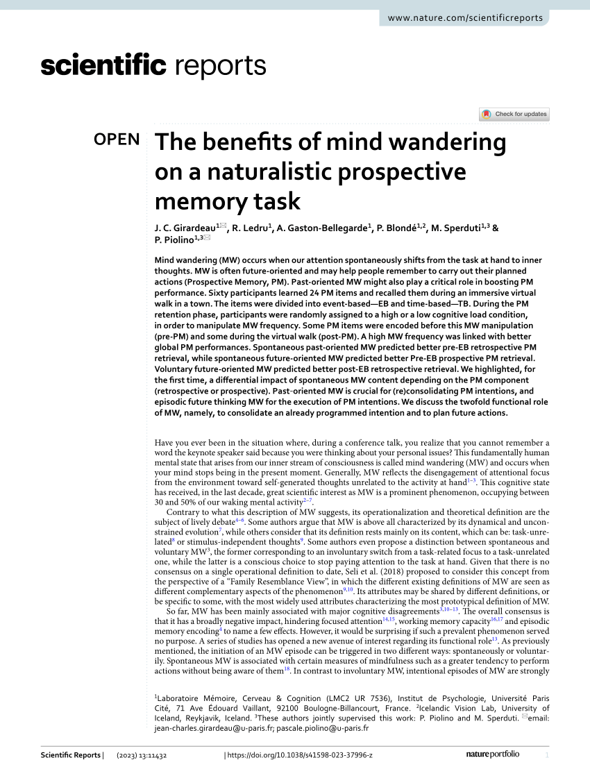 mind wandering prospective memory