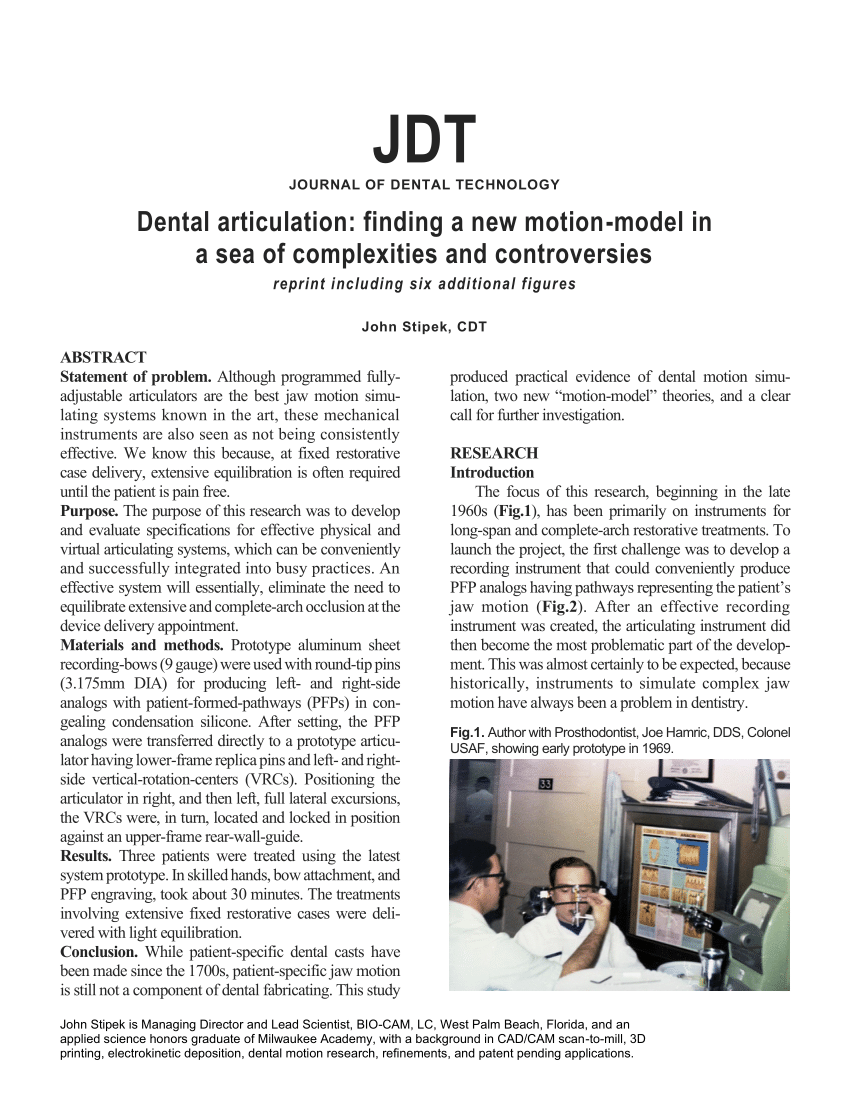 (PDF) Dental articulation finding a new motionmodel in a sea of