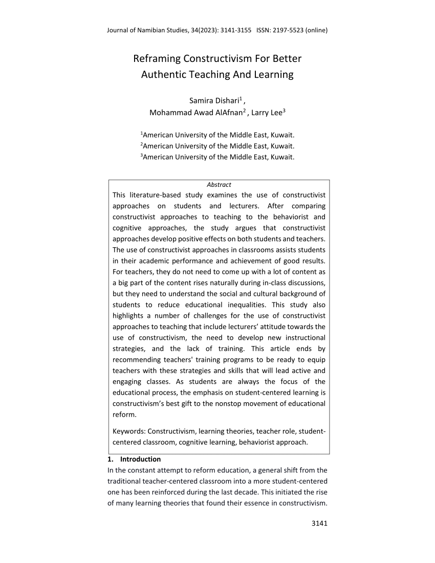 PDF Reframing Constructivism For Better Authentic Teaching And