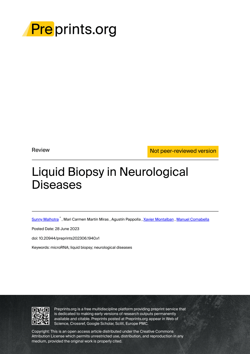 PDF) Liquid Biopsy in Neurological Diseases