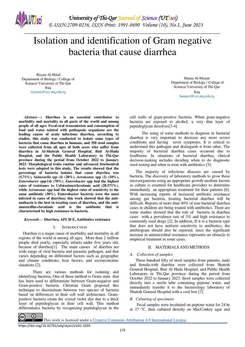 (PDF) Isolation and identification of bacteria that caused diarrhea