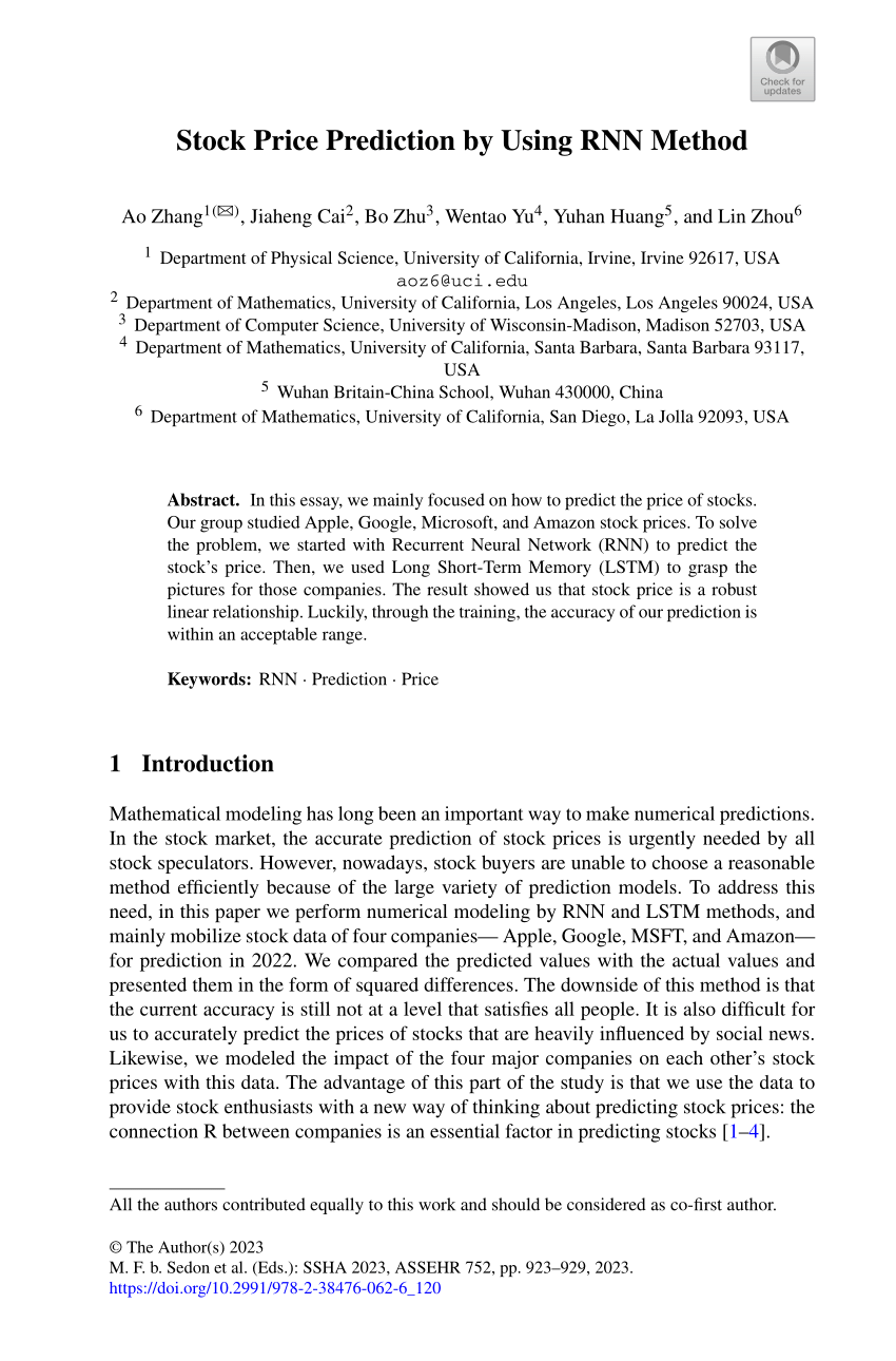 stock market price prediction research paper