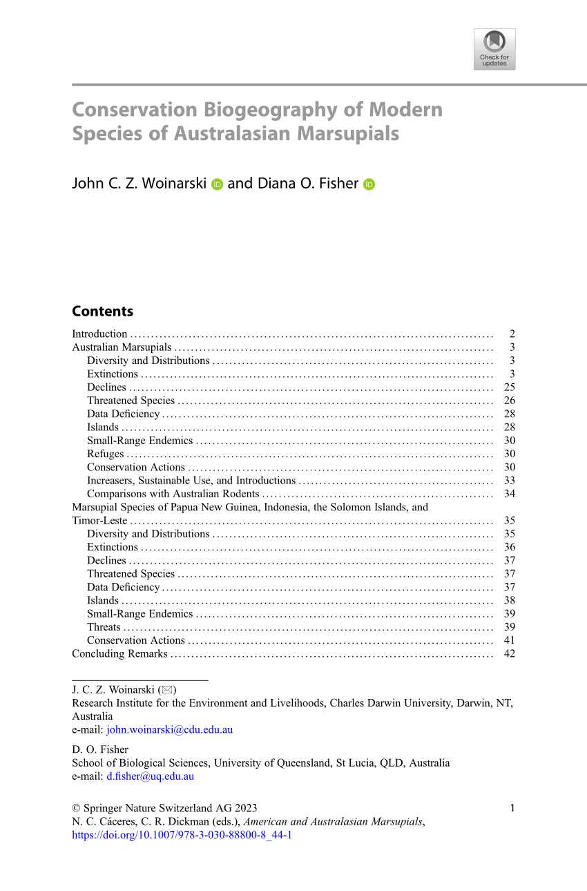 (PDF) Conservation Biogeography of Modern Species of Australasian