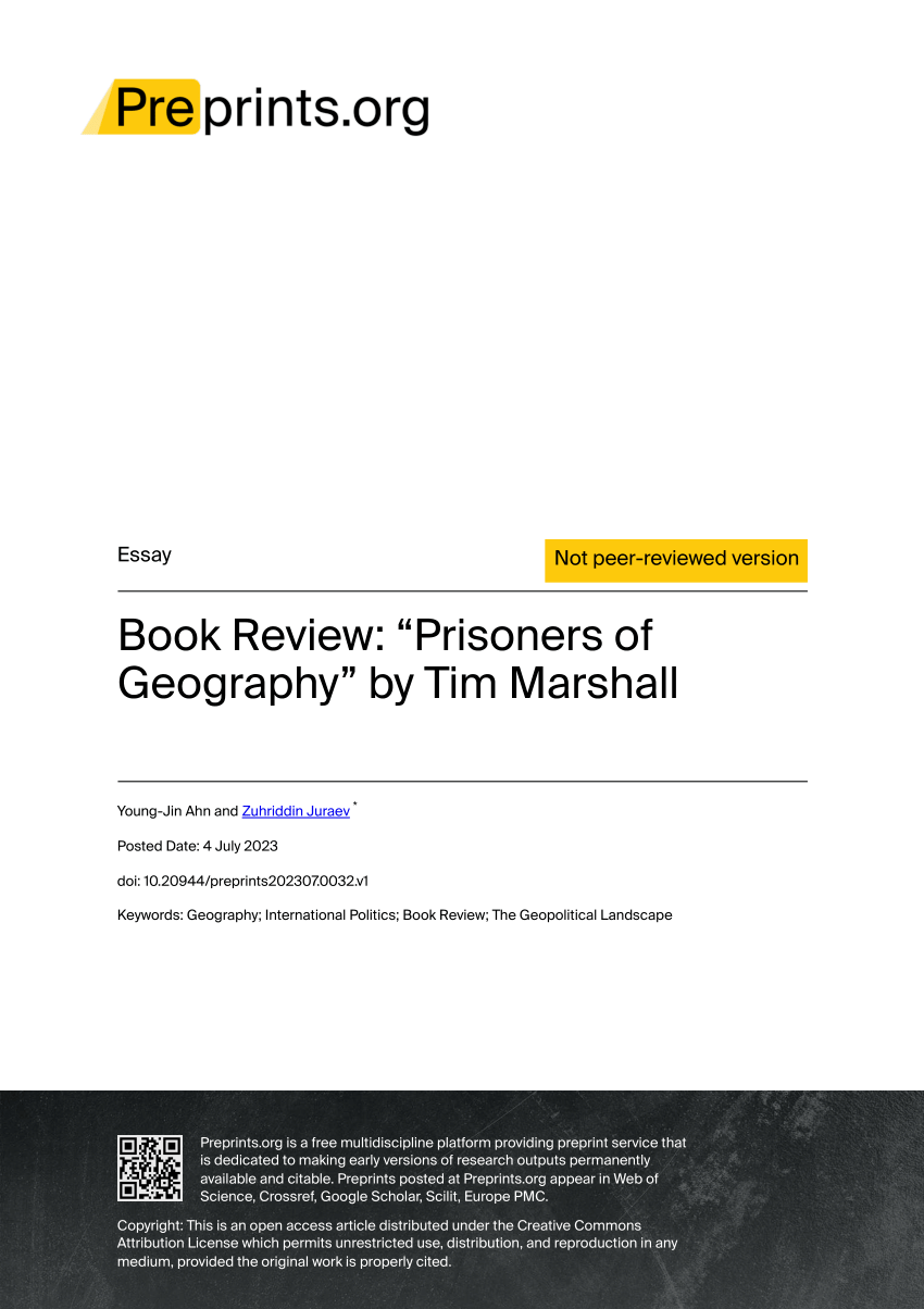 PDF) Book Review: “Prisoners of Geography” by Tim Marshall