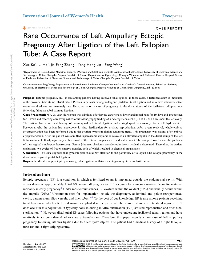 Pdf Rare Occurrence Of Left Ampullary Ectopic Pregnancy After