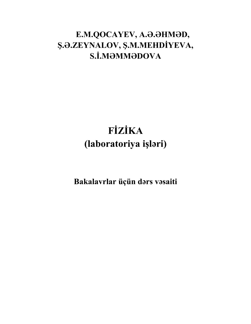 (PDF) FİZİKA (laboratoriya işləri) Bakalavrlar üçün dərs vəsaiti