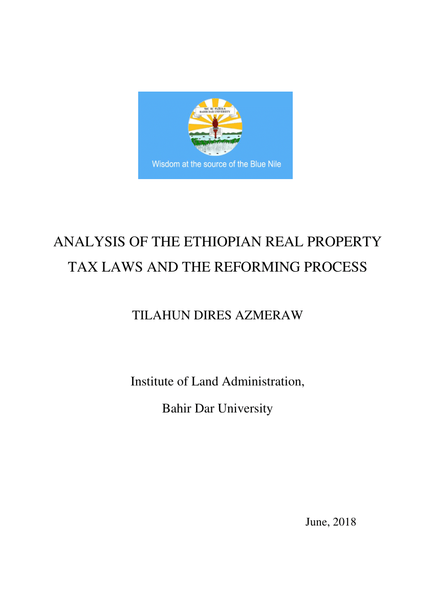 (PDF) ANALYSIS OF THE ETHIOPIAN REAL PROPERTY TAX LAWS AND THE