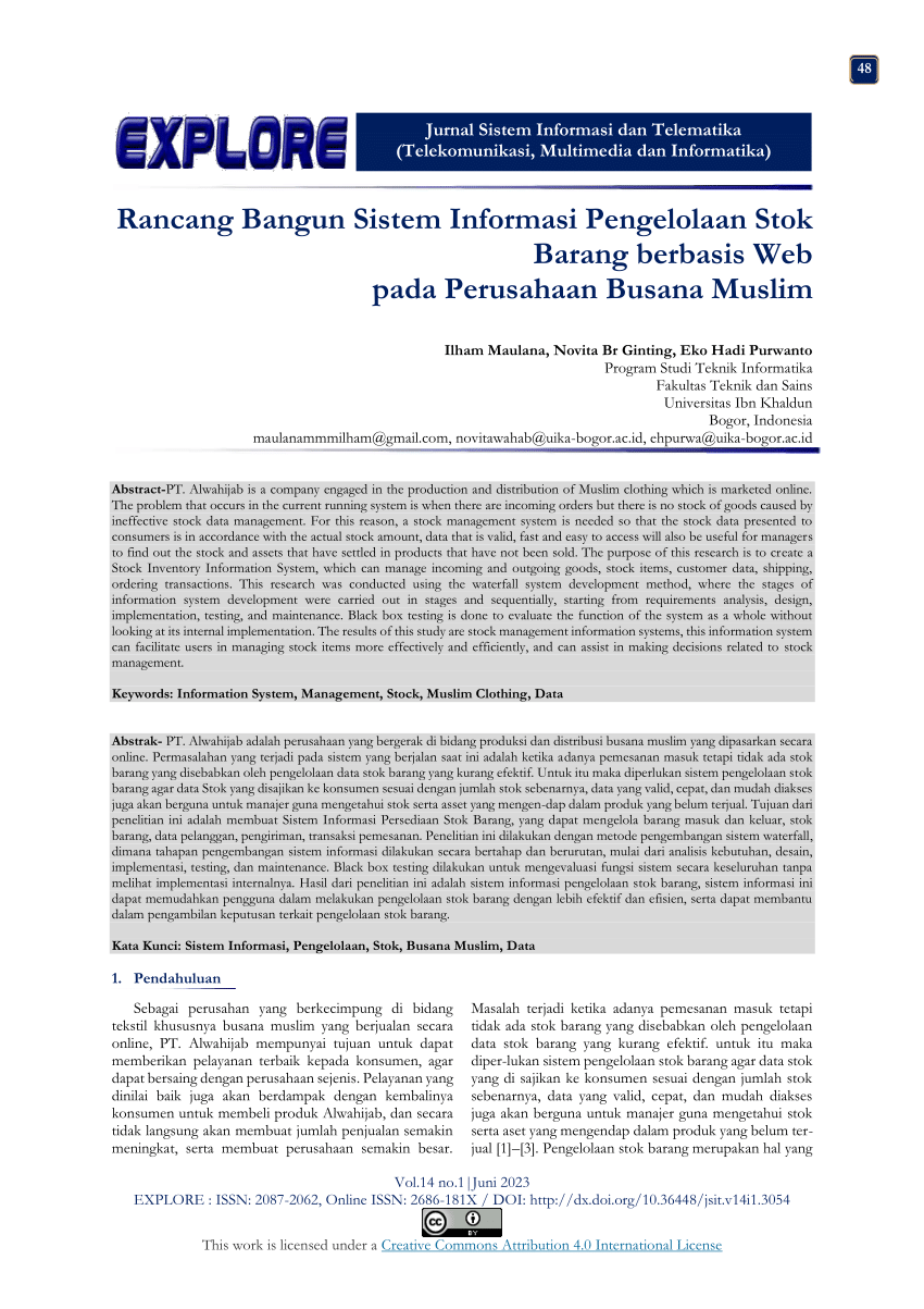 Pdf Rancang Bangun Sistem Informasi Pengelolaan Stok Barang Berbasis Web Pada Perusahaan 4483