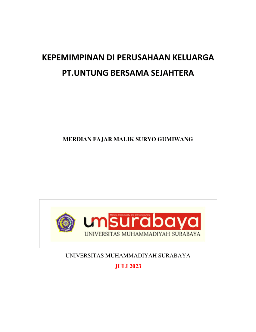 Pdf Kepemimpinan Di Perusahaan Keluarga Ptuntung Bersama Sejahteramerdian Fajar Malik Suryo 6631