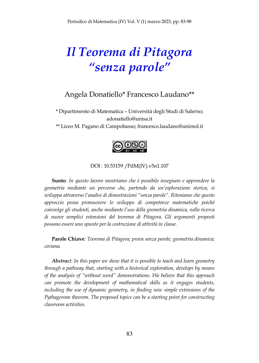 PDF) Il Teorema di Pitagora senza parole