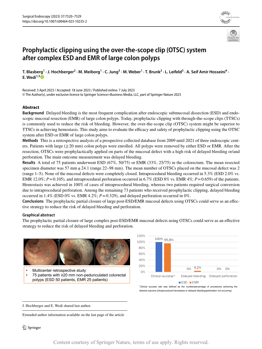 Clip closure to prevent adverse events after EMR of proximal large