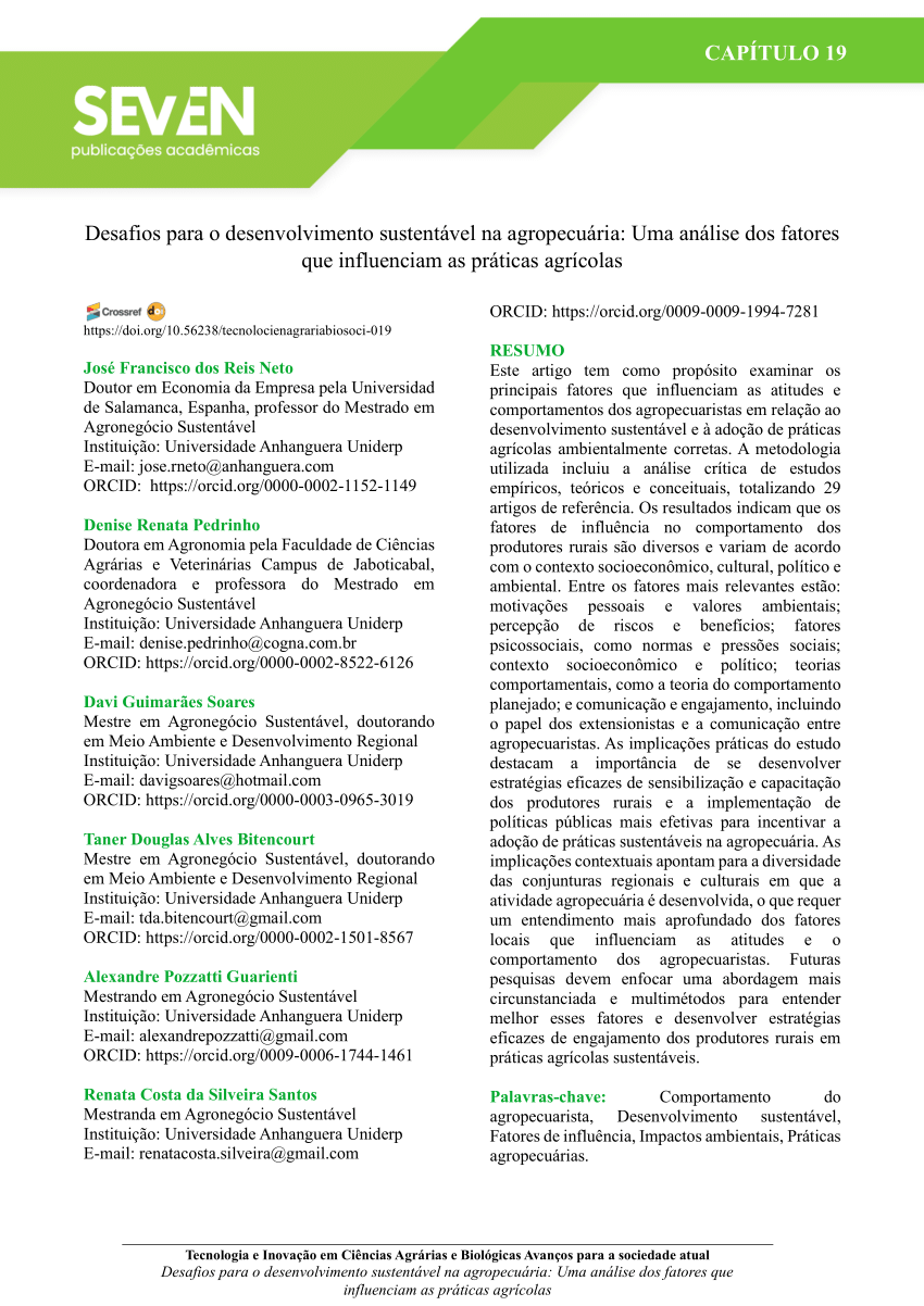 PDF) Desafios e impacto das ciências agrárias no Brasil e no mundo