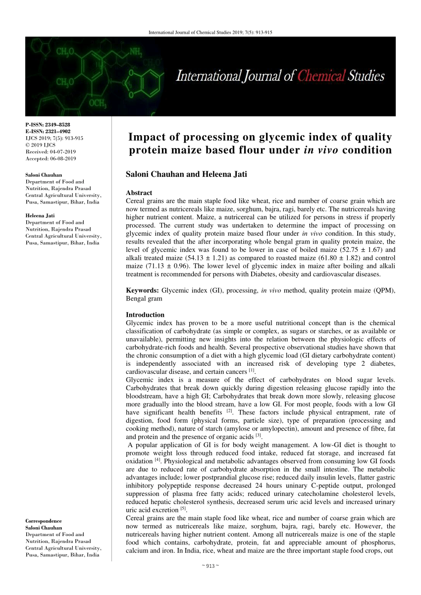 (PDF) Impact of processing on glycemic index of quality protein maize