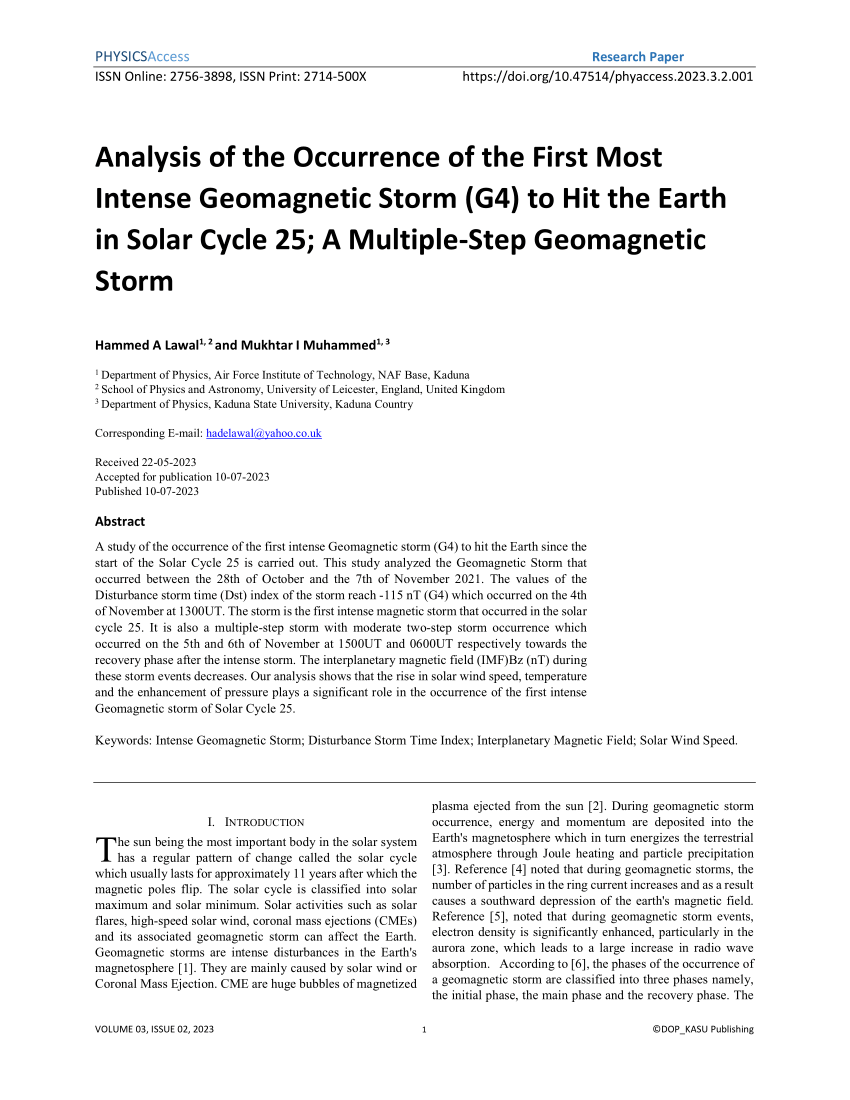 (PDF) Analysis of the Occurrence of the First Most Intense