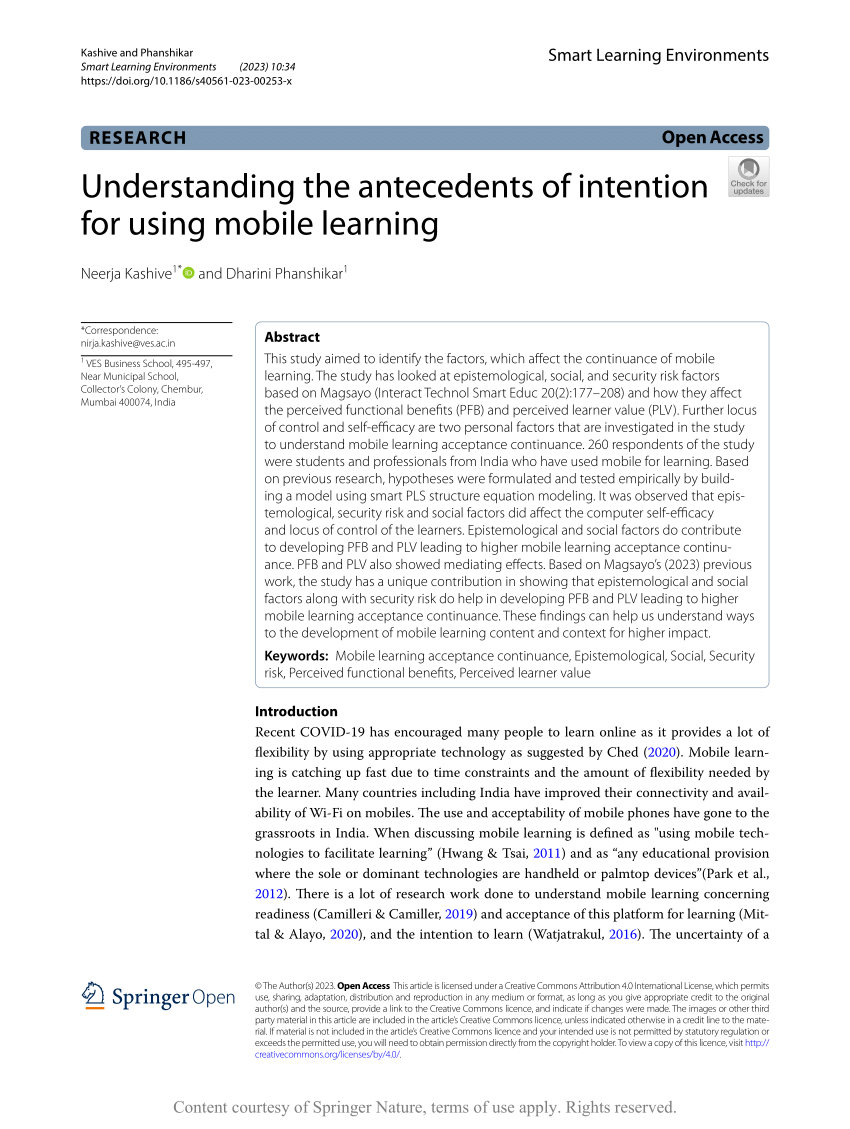 PDF) Understanding the antecedents of intention for using mobile