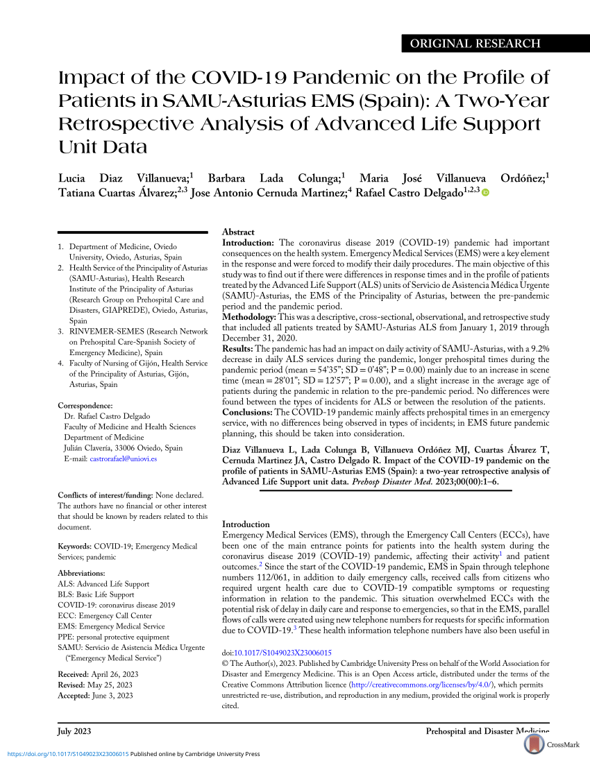 PDF Impact of the COVID 19 Pandemic on the Profile of Patients in  