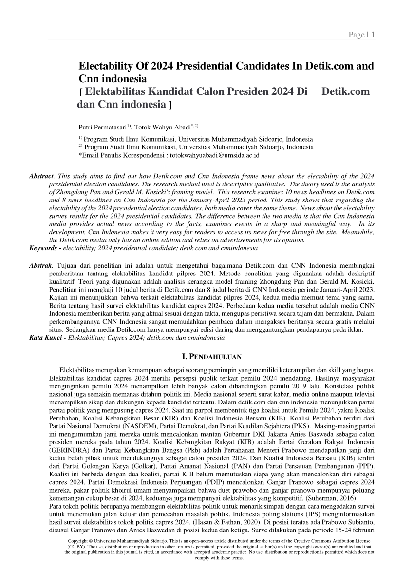 (PDF) Electability of 2024 Presidential Candidates In and Cnn