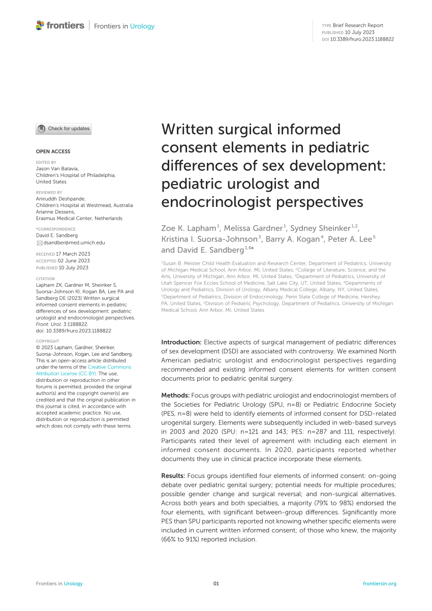 Pdf Written Surgical Informed Consent Elements In Pediatric Differences Of Sex Development 5548