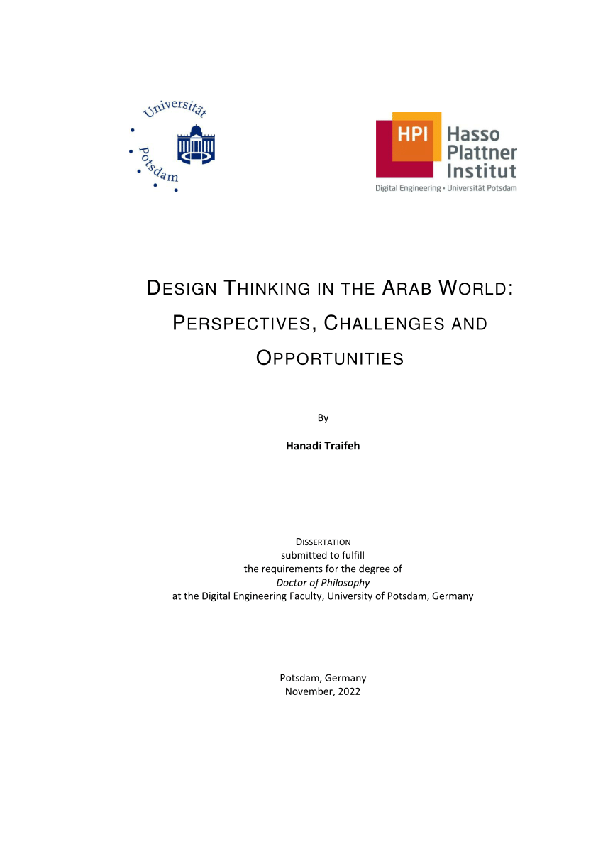 PDF Design Thinking in the Arab World Perspectives Challenges  