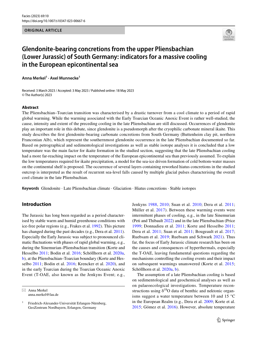 CP - Paleocene–Eocene age glendonites from the Mid-Norwegian Margin –  indicators of cold snaps in the hothouse?