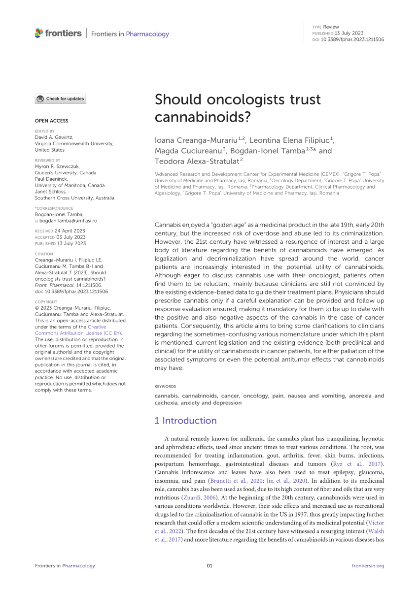 PDF Should oncologists trust cannabinoids