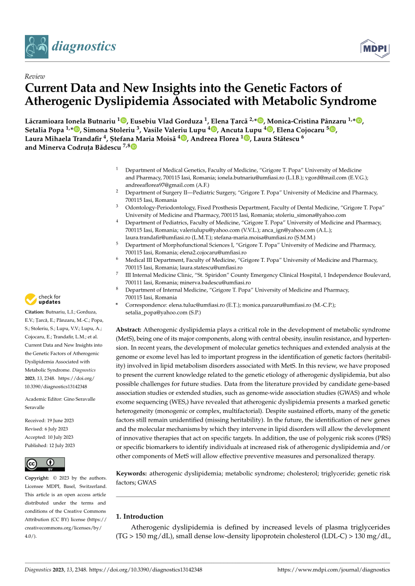 Pdf Current Data And New Insights Into The Genetic Factors Of Atherogenic Dyslipidemia 9827