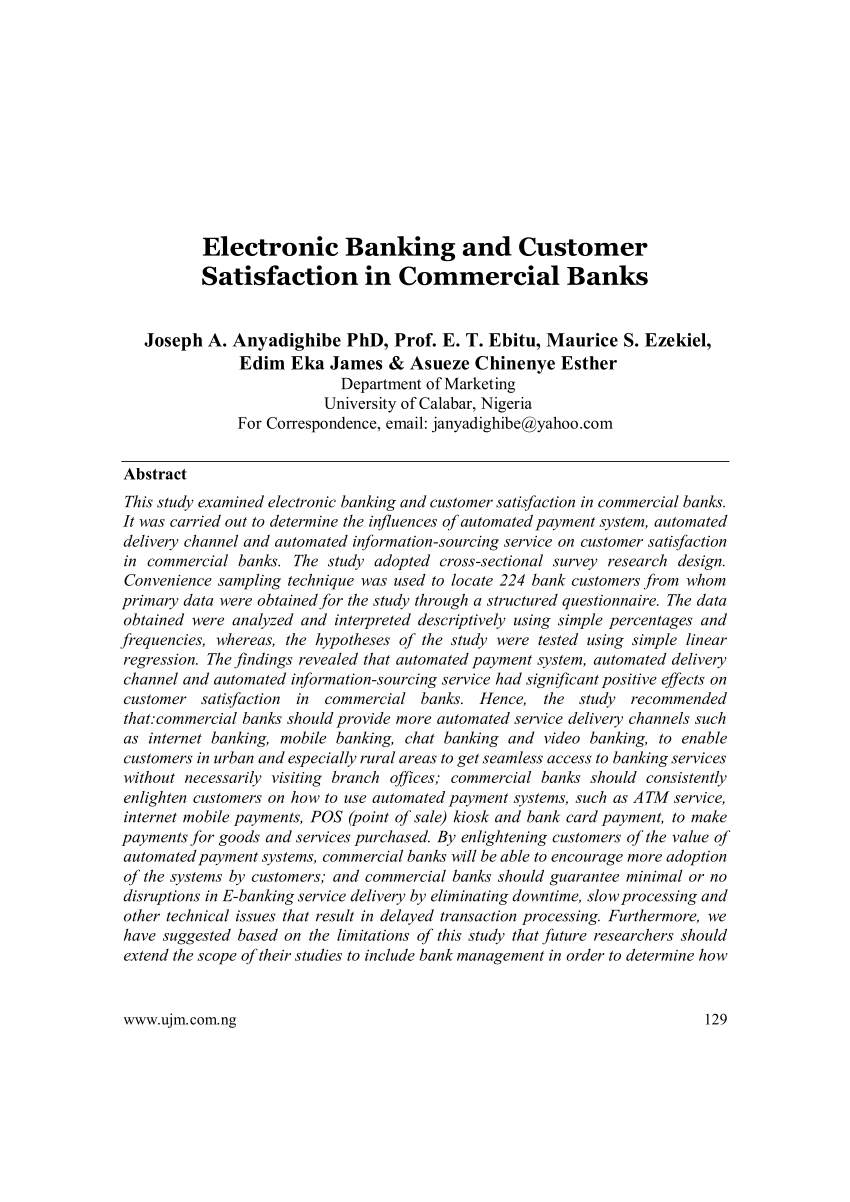 impact of electronic banking on customer satisfaction thesis