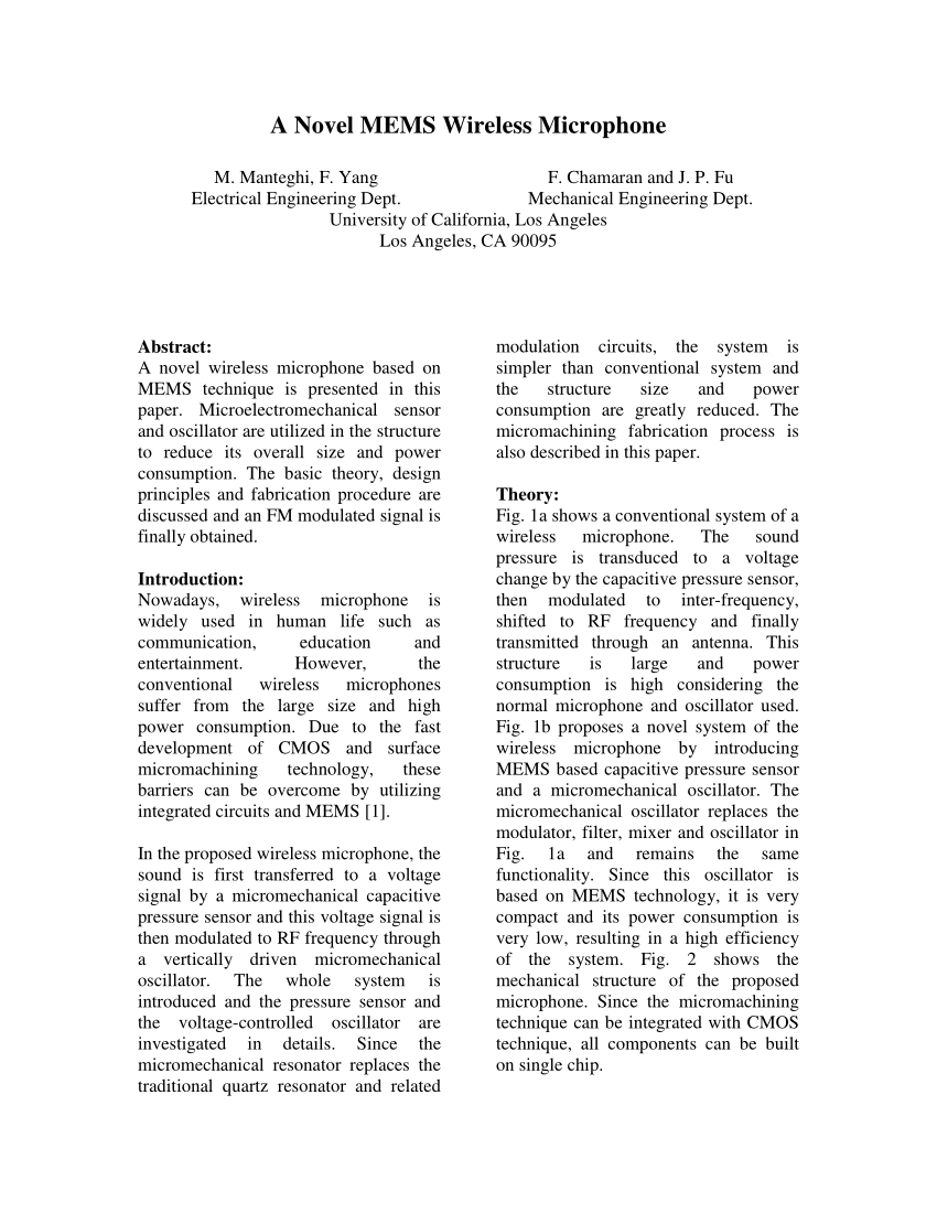 PDF A Novel MEMS Wireless Microphone