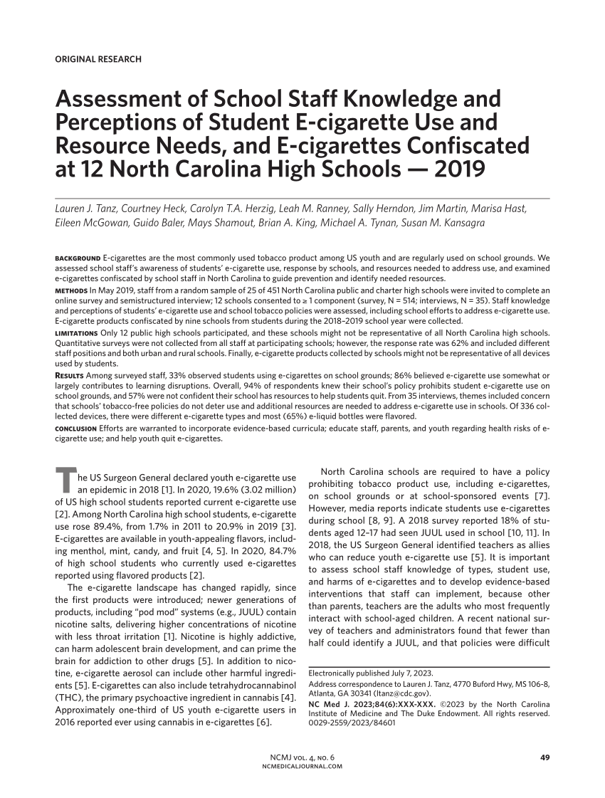 PDF Assessment of School Staff Knowledge and Perceptions of