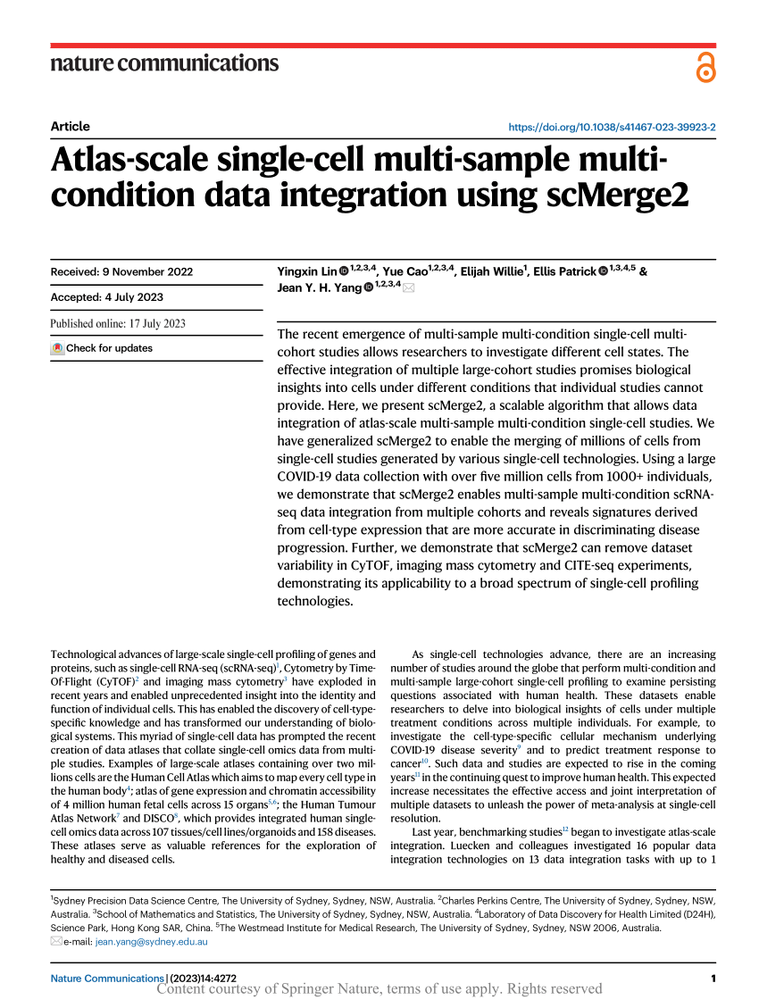 PDF) Atlas-scale single-cell multi-sample multi-condition data