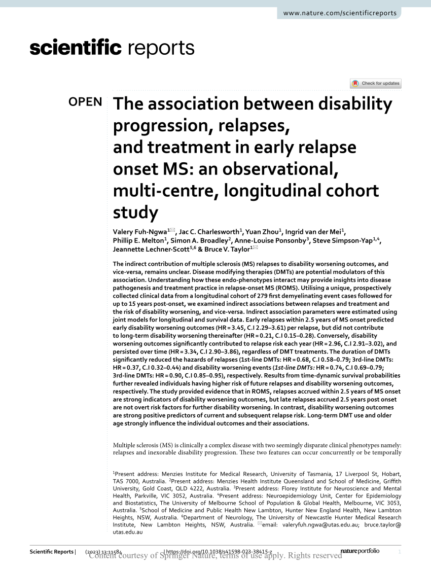 PDF) The association between disability progression, relapses, and 