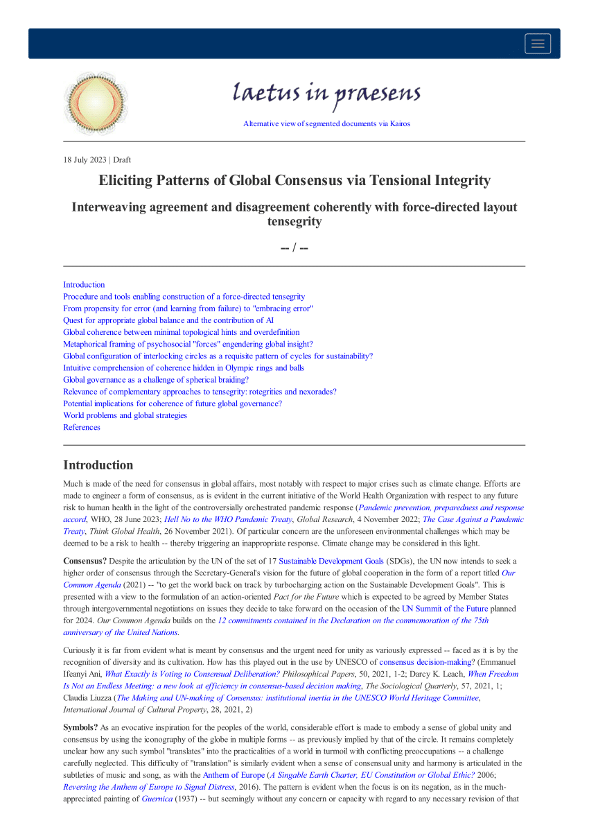 PDF) Eliciting Patterns of Global Consensus via Tensional
