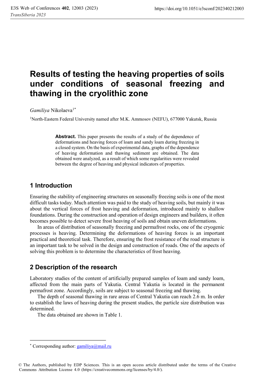 (PDF) Results of testing the heaving properties of soils under ...