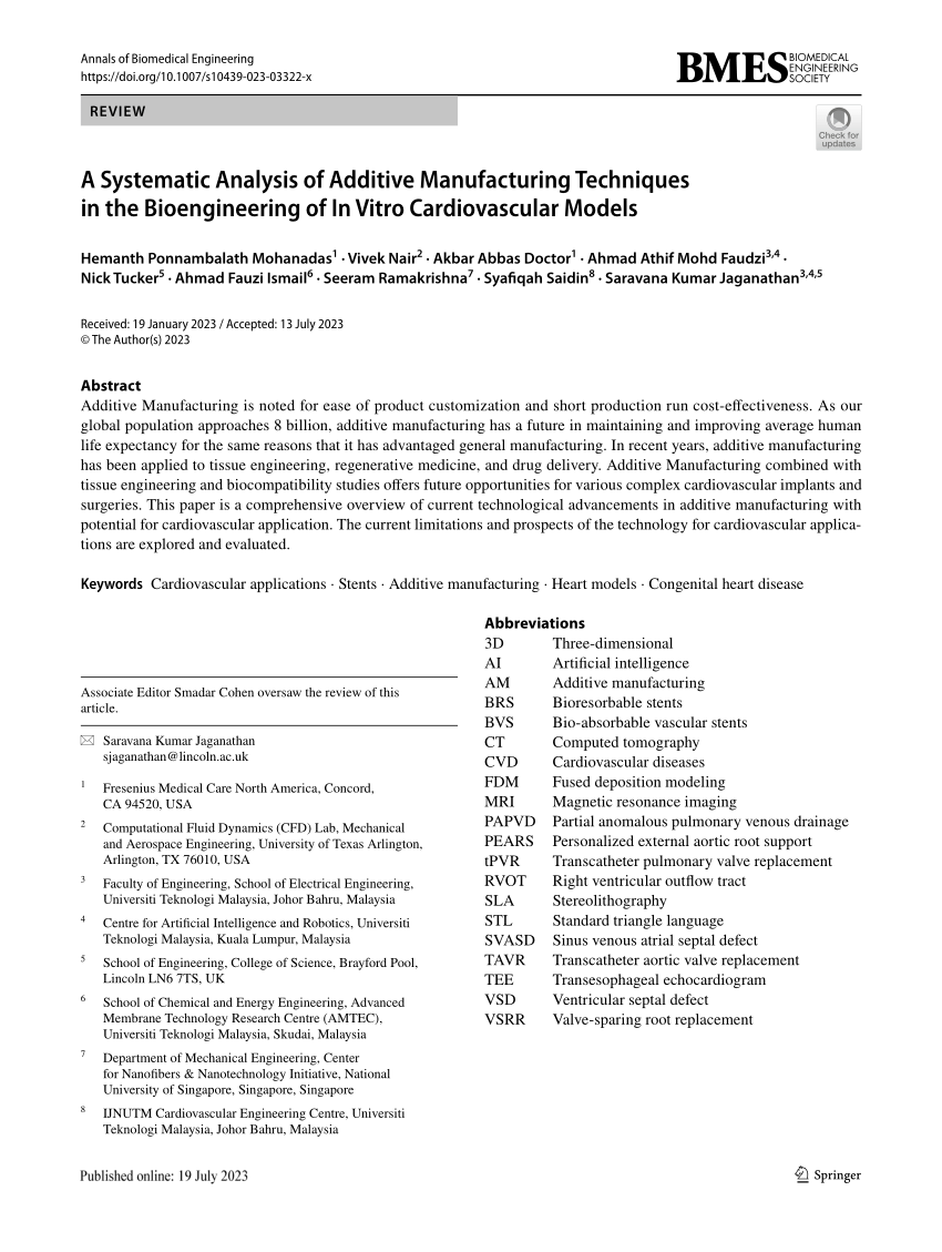 PDF) A Systematic Analysis of Additive Manufacturing Techniques in 