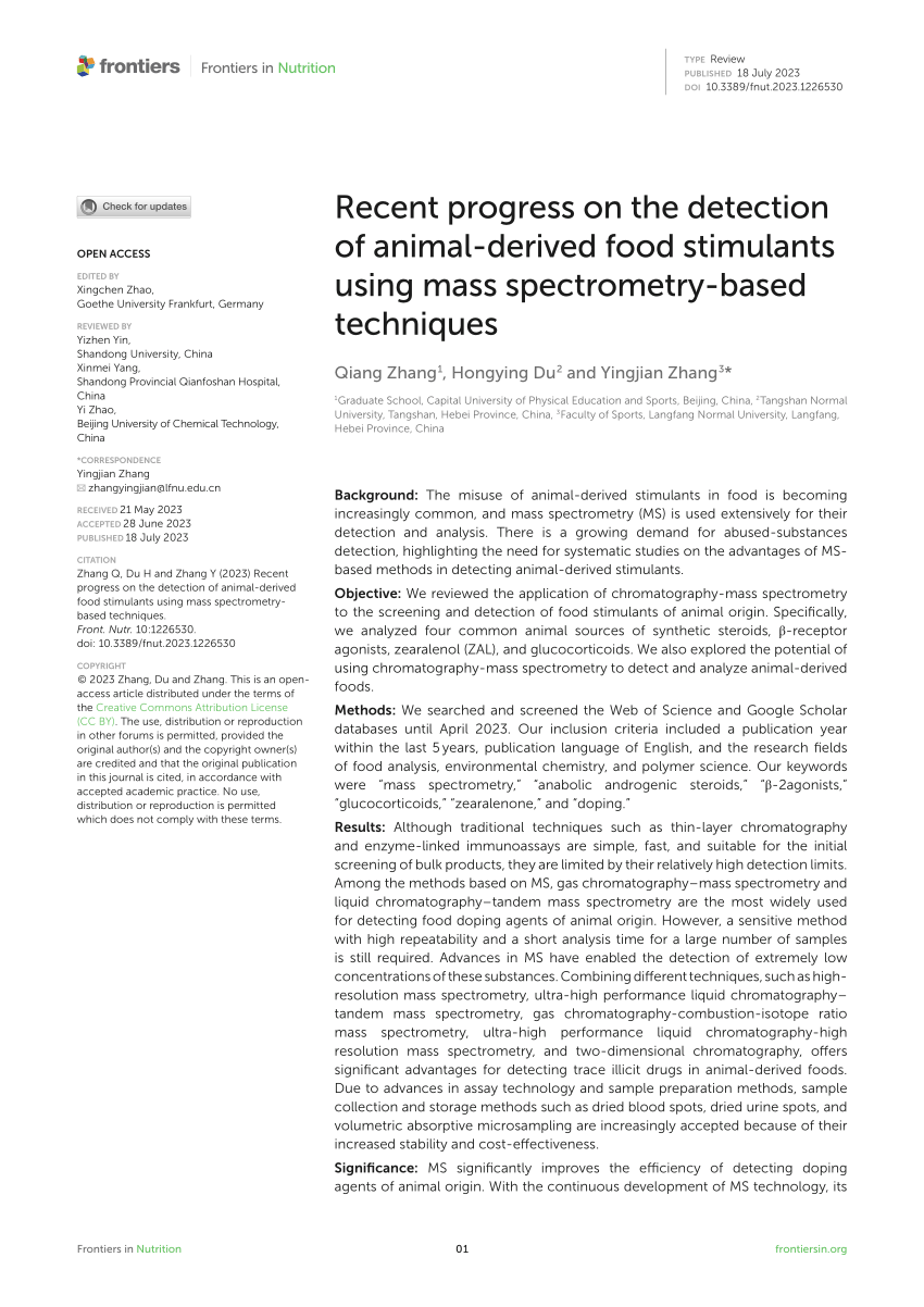 (PDF) Recent progress on the detection of animal-derived food ...
